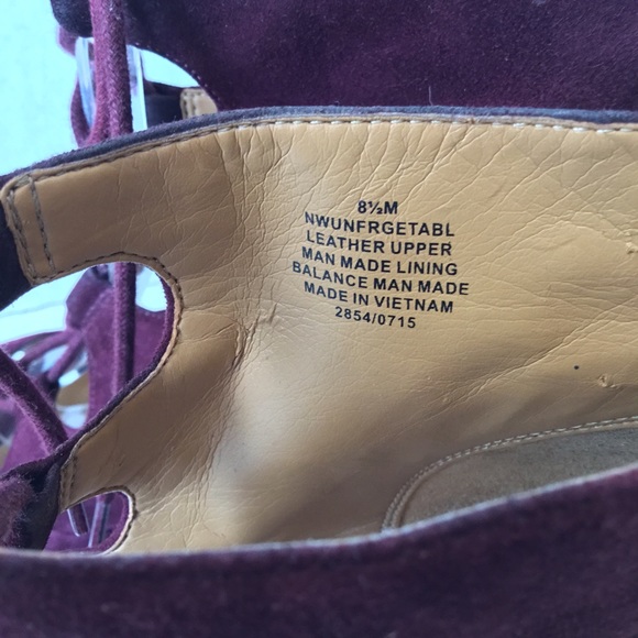 NINE WEST FRETABL BURGUNDY HEELS LACE UP ZIPPER SIZE 8.5 - Picture 7 of 15